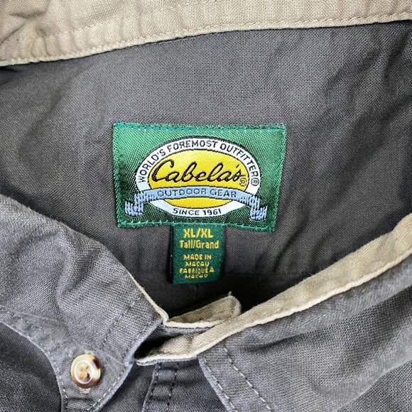 Cabela's Shirt Mens XL Gray Tan Long Sleeve Button-Up Shooting Hunting Outdoors - Picture 7 of 11
